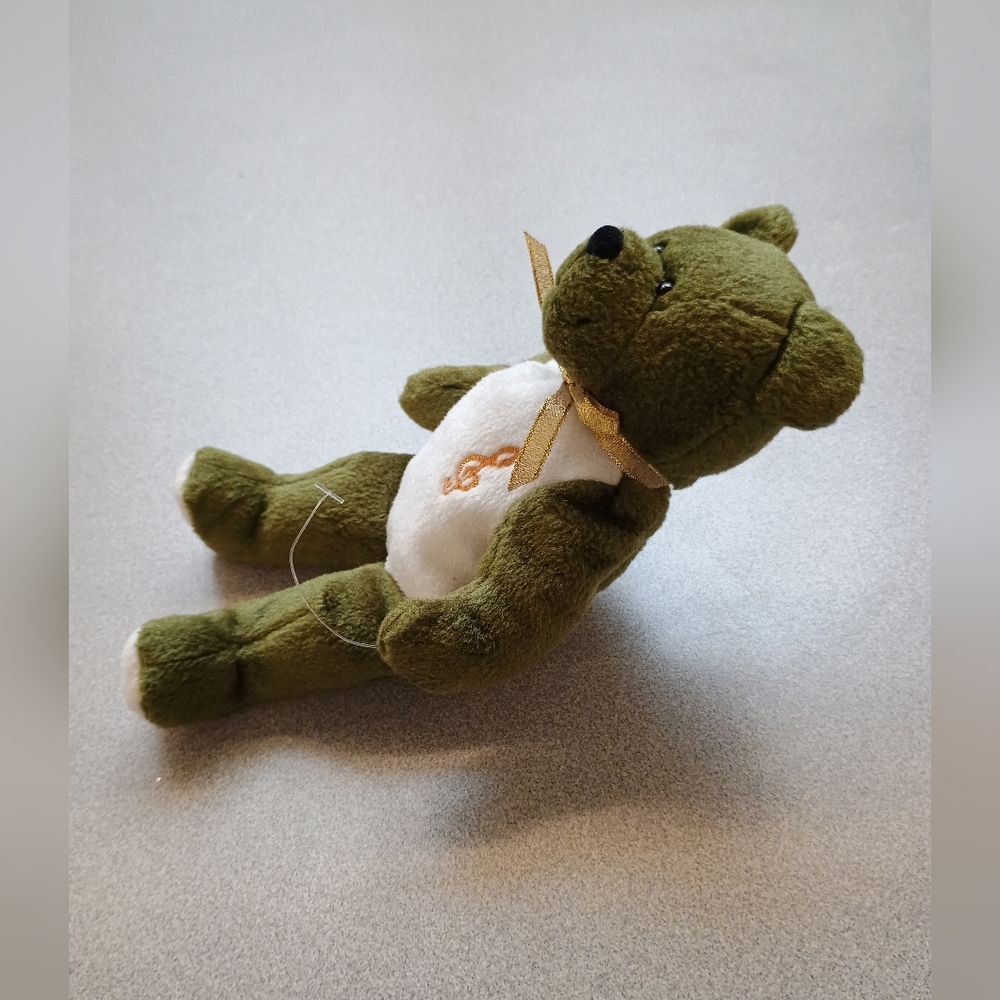 The Original Holy Bears Beanie Bear Sitting Green & White Plush Stuffed Animal - Picture 3 of 10